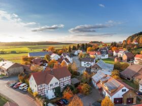 high angle photography of village
