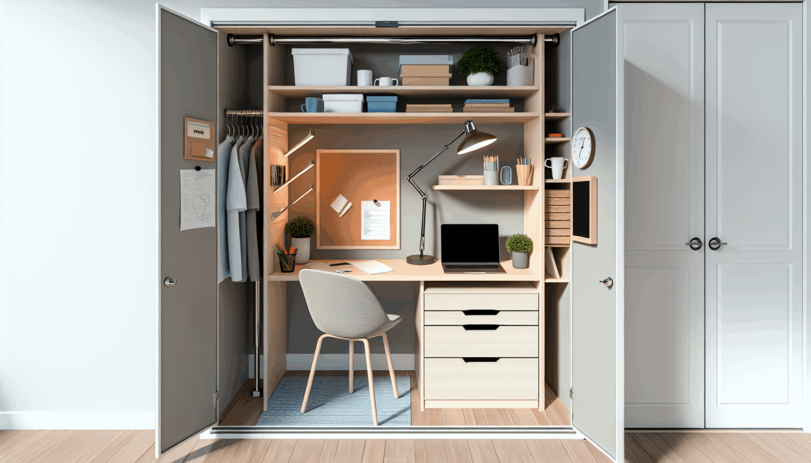 9 Genius Ways to Create a Home Office Inside a Closet