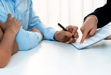 Loving Couple Seek Legal Consultation And Assistance From Law Firm. Rigid