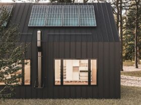 a wood building with a glass roof