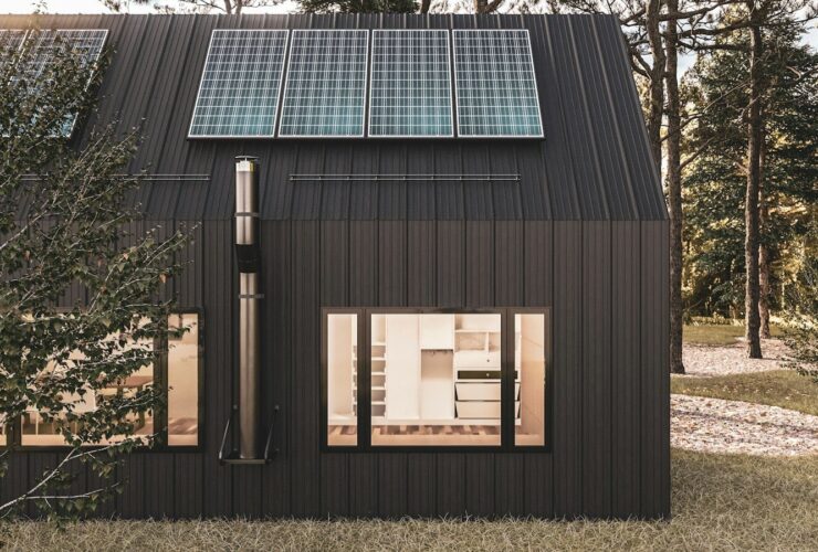 a wood building with a glass roof